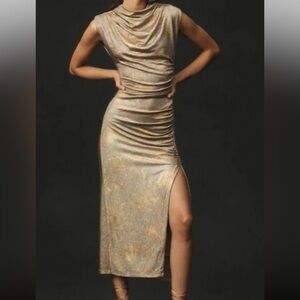 Anthropologie Gold Sleeveless Dress NWT